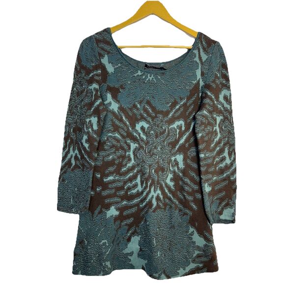 Peruvian Connection Pima Cotton Sweater Knit Top Size M Black Green Artsy Boho - Picture 1 of 3